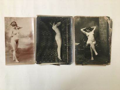null [Unidentified Photographers]. Nude studies, lingerie, ca. 1920-1930. 33 colour...