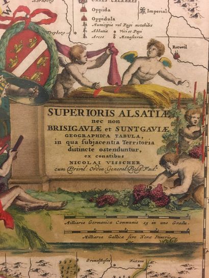 null OLD MAP. ALSACE. Nicolai VISSCHER. Superioris Alsatiae..., 18th century. Enhanced...