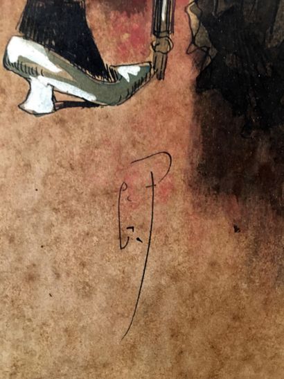 null G. P. The Courtesan, ca. 1900. Watercolour on paper, 41 x 20.5 cm. Signed with...