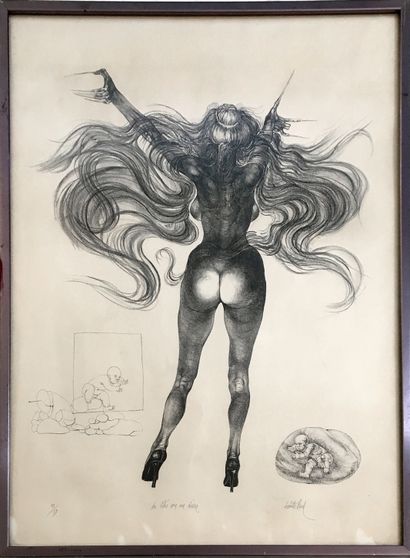 null LECOMTE RARD. Babies for a goddess. Lithograph in black, 67 x 50 cm. Signed...