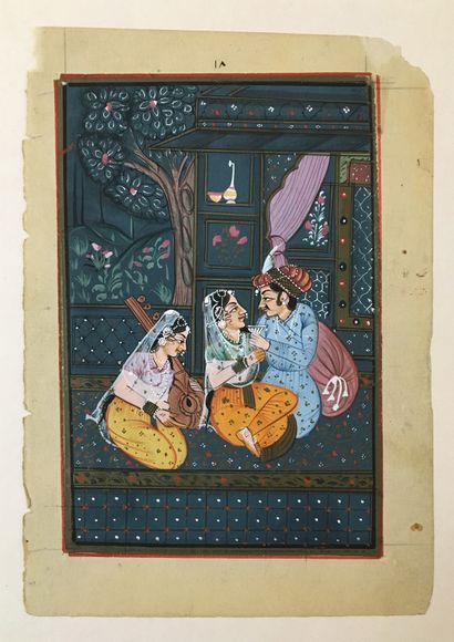 null INDIA. Scenes of a couple. 24 watercolor drawings, various sizes.
