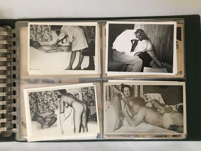 null Pornographies, vers 1950. Album vert contenant 88 épreuves argentiques, format...