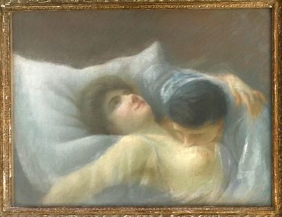 null GAUTIER. Embracing Couple. Pastel on paper, 46 x 60 cm. Signed lower left.