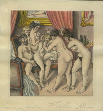 null FRÉDILLO. La Fécondation artificielle, vers 1890. Gravure, 15 x 12,5 cm. Joint...