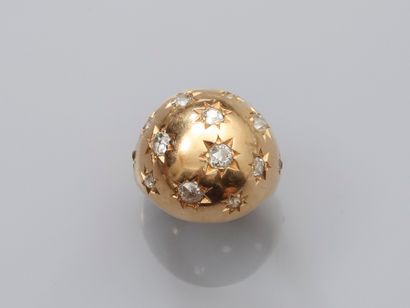null Bague Boule de petit doigt en or jaune, 750 MM, ornée de diamants en serti étoilé,...