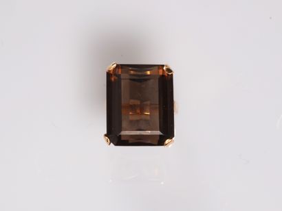 null Yellow gold ring, 750 MM, set with a "smoked" citrine 2 x 1,6 cm, size : 54,...