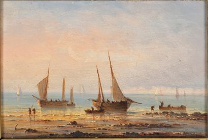 null Henriette Hermine GUDIN (1825-1876)

Boats on the beach at low tide

Oil on...