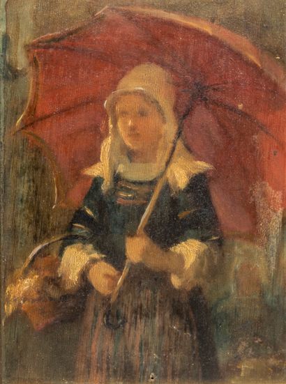 null French school of the beginning of the 20th century

Young girl with a red umbrella

Oil...