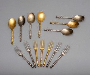 null Set of seven renaissance style gilt or silver plated flatware

or silver plated,...