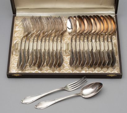 null Auguste WELLNER (active between 1900 and 1945).

Small box with 12 silver plated...