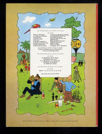 null HERGÉ. Les Aventures de Tintin. L'île noire. Casterman, 2e trimestre 1966. Édition...