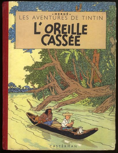 null HERGÉ. The Adventures of Tintin. L'Oreille cassée. Casterman, 1952. Red paper...