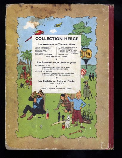 null HERGÉ. The Adventures of Tintin. Objectif lune. Casterman, 1954. Second board...
