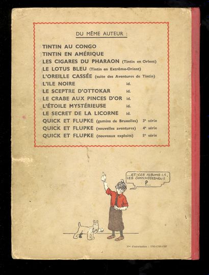 null HERGÉ. Les Aventures de Tintin. Le Secret de la Licorne. Casterman, 1943. Édition...