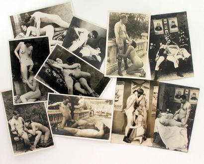 null [Photographes non identifiés]. Pornographies, vers 1910-1925. 10 épreuves argentiques...