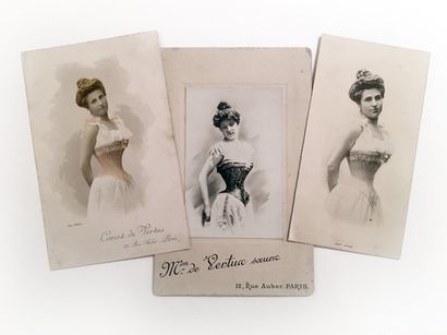 null Maison de VERTUS, sœurs. 3 publicitaires pour le corset, vers 1900, format ...