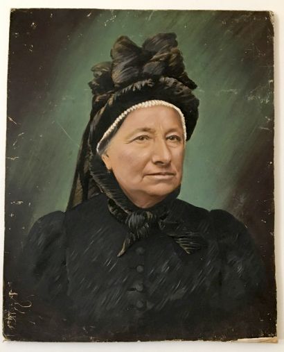 null [Photographe non identifié]. Portrait de dame âgée, vers 1900. Épreuve argentique...
