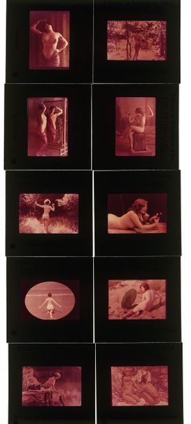 null Marcel MEYS. Études de nu, vers 1930. 30 diapositives 2,3 x 3,4 cm. Dans 3 boites...