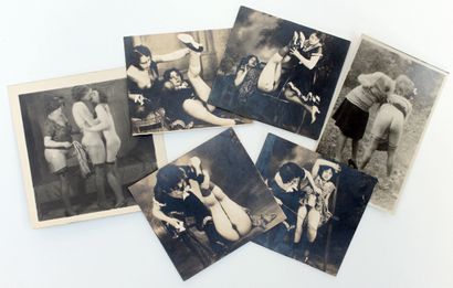 null [GRUNDWORTH]. Scènes de flagellation, vers 1935. 6 épreuves argentiques d'époque,...