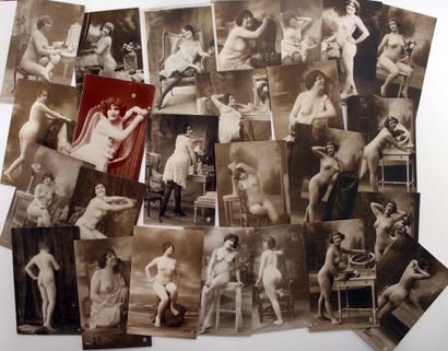 null Jean AGÉLOU. Études de nu, lingerie, vers 1910-1920. 25 épreuves argentiques...