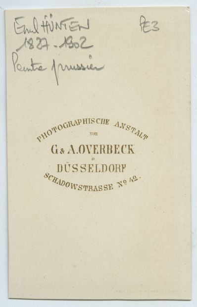 null 
Emil HUTEN (1827-1902), Prussian painter. Vintage print on albumen paper, business...