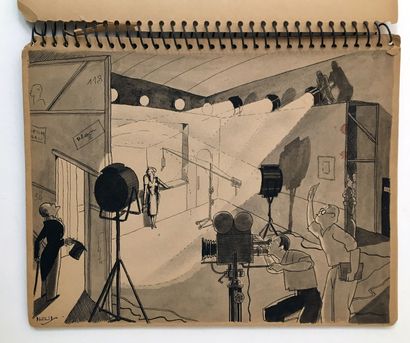 null CINÉMA. PHILIPS. Un mois chez les cinéastes,1934. 27 portraits à l'aquarelle,...