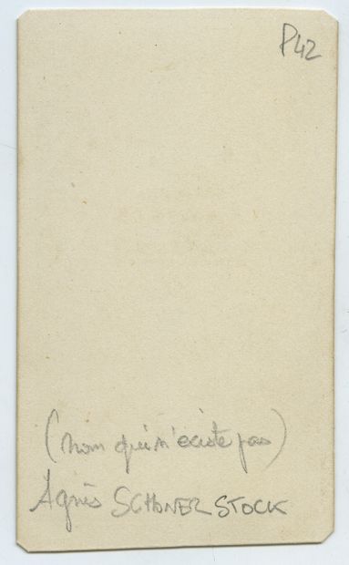 null 
Agnes SCHONERSTOCK ? period print on albumen paper, business card size, approx....