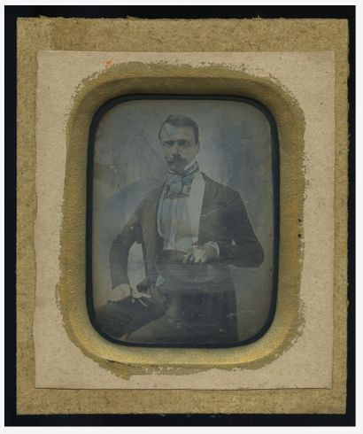 null Portrait of a man, circa 1860. Daguerreotype, 10.8 x 8.2 cm. Slightly heigh...