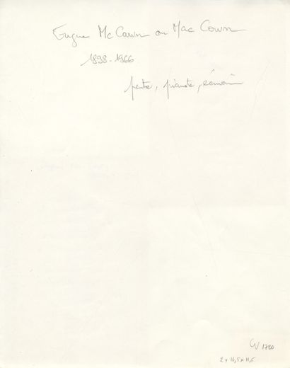 null Eugène Mac COWN (1898-1966), peintre, pianiste et écrivain. 2 épreuves argentiques...