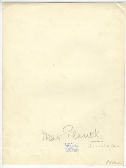 null Max PLANCK (1858-1947), physicien allemand, prix Nobel en 1918. Épreuve argentique...