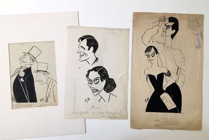null BIB. Caricatures, vers 1935. 7 encres sur papier, formats divers.