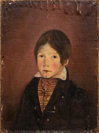null 
Ecole française du XIXe siècle Portrait d'enfant Huile sur toile 25 x 20 cm...
