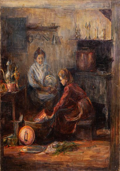 null Eugène Ferdinand PARISY

(XIXe siècle)

Dans la cuisine

Huile sur toile

Signé...