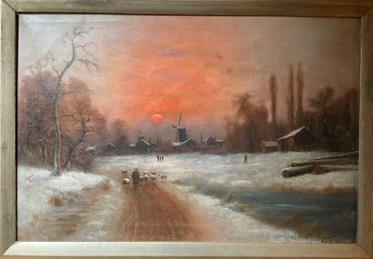 null Niels Hans CHRISTIANSEN (1850-1922)

Coucher de soleil sur un paysage enneigé

Huile...