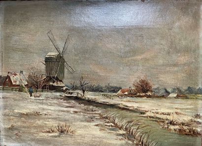 null Eugène Valzy

Moulin sous la neige

Huile sur toile

Signé en bas à gauche

30...