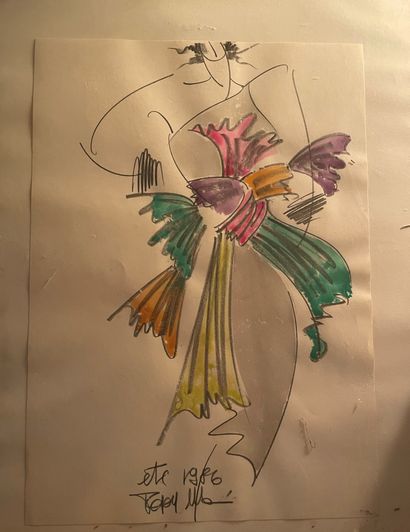 null 
Poppy Moreni (?) Dessin d'une robe de la collection de l'été 1986 




Crayon...