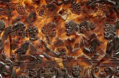 null Tortoiseshell plaque carved in bas-relief representing the Wedding of Psyche...