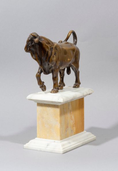 null Bull

bronze, brown patina; on a later white and yellow marble base

Probably...