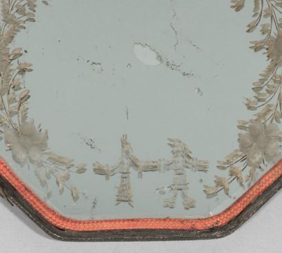 null Miroir à main octogonal

Flandres, XVII-XVIIIe siècle.

D. (totale) : 13 cm,...