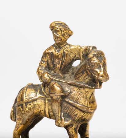 null Chess rider in bronze, chased and

representing a mamelouk on horseback, circular

horse,...