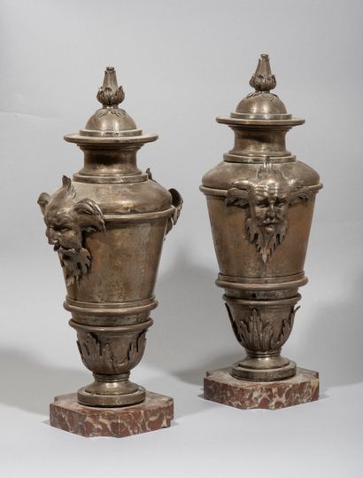 null Pair of high stair railings

(?) forming covered fire pots with

decoration...