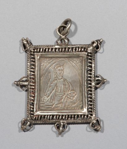null Square silver medallion with the effigy of

of Saint Lucy of Syracuse, patron...
