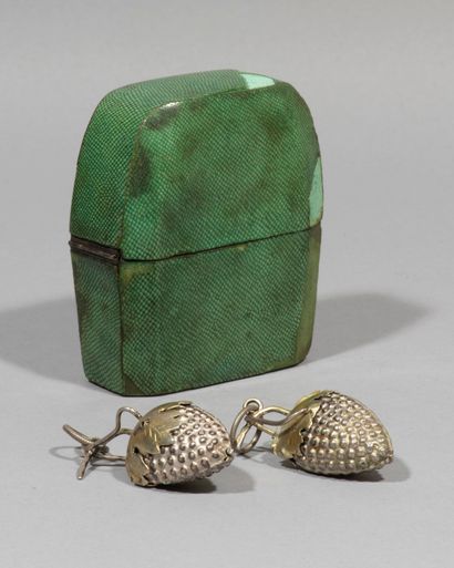 null Set of two rare strawberry

silver and vermeil pendants presented

in their...