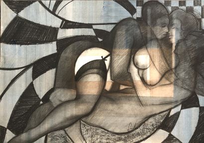null POLAND. Sacha CHIMKEVITCH (1920-2006).erotic scenes, circa 1980. 8 mixed media...