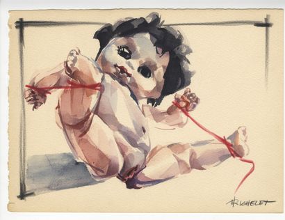 null Henri RICHELET. The Doll, circa 2010. 19 pastel and colored pencil drawings,...