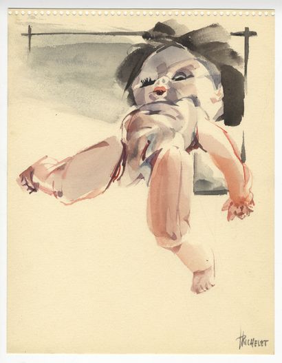 null Henri RICHELET. The Doll, circa 2010. 19 pastel and colored pencil drawings,...