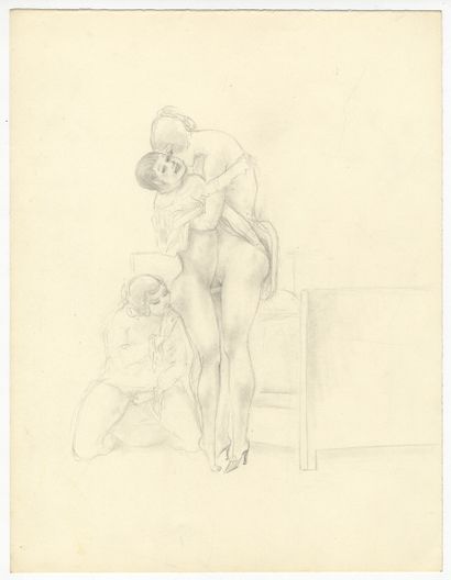 null [Jean MORISOT (1899-1967)] Jean de SAUTEVAL. Scènes de genre, 1930-1960. 7 dessins...