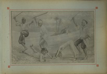 null GRISP. Le Tour du monde d'un flagellant, vers 1900. Album in-8 à l'italienne,...