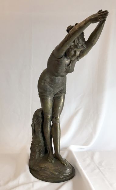 null Odoardo TABACCHI (1831-1905), sculpteur italien. La Plongeuse, vers 1880. Bronze...
