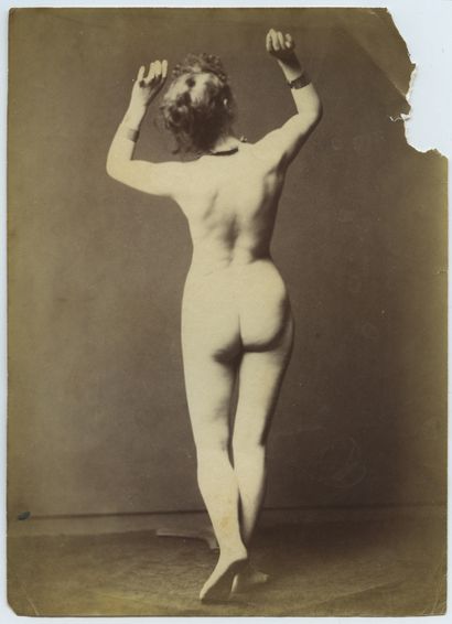 null [Unidentified Photographer]. Nude studies without face, circa 1890. 15 silver...
